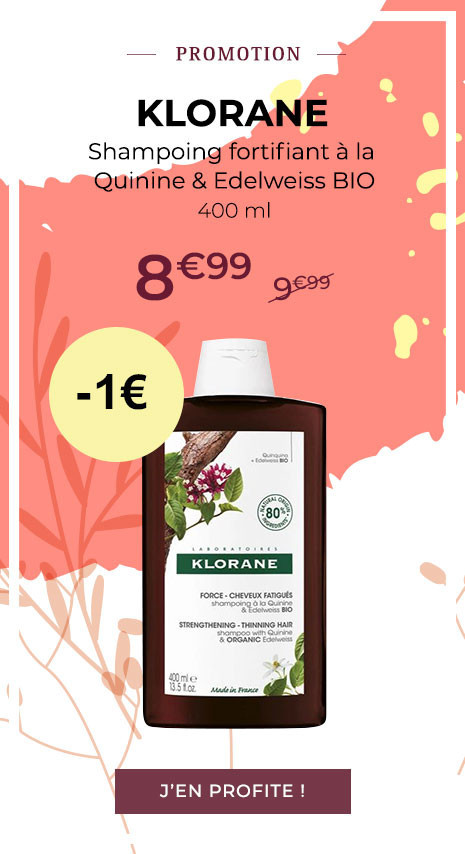 KLORANE Shampoing fortifiant à la Quinine & Edelweiss BIO - Chute de cheveux, cheveux fatigués - 400ml